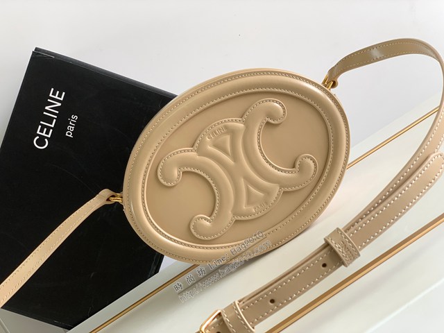 Celine專櫃2022新款OVAL CUIR TRIOMPHE大光滑牛皮革橢圓形手袋 賽琳大月餅包 sldj2357